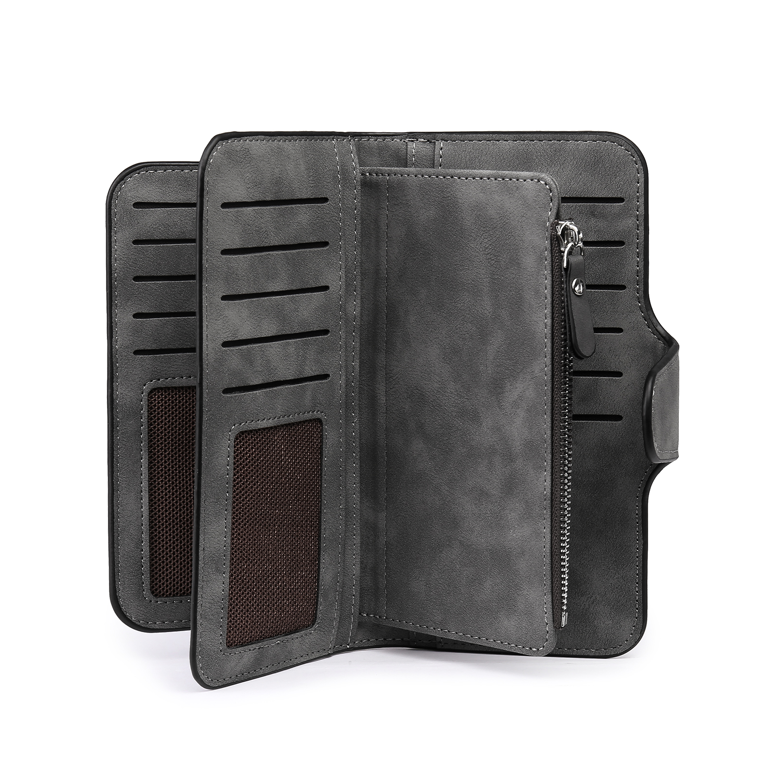 Damen Personalisierter Name & Buchstabe & Foto & Text PU Leder Geldbörse Langes Portemonnaie mit Reißverschluss