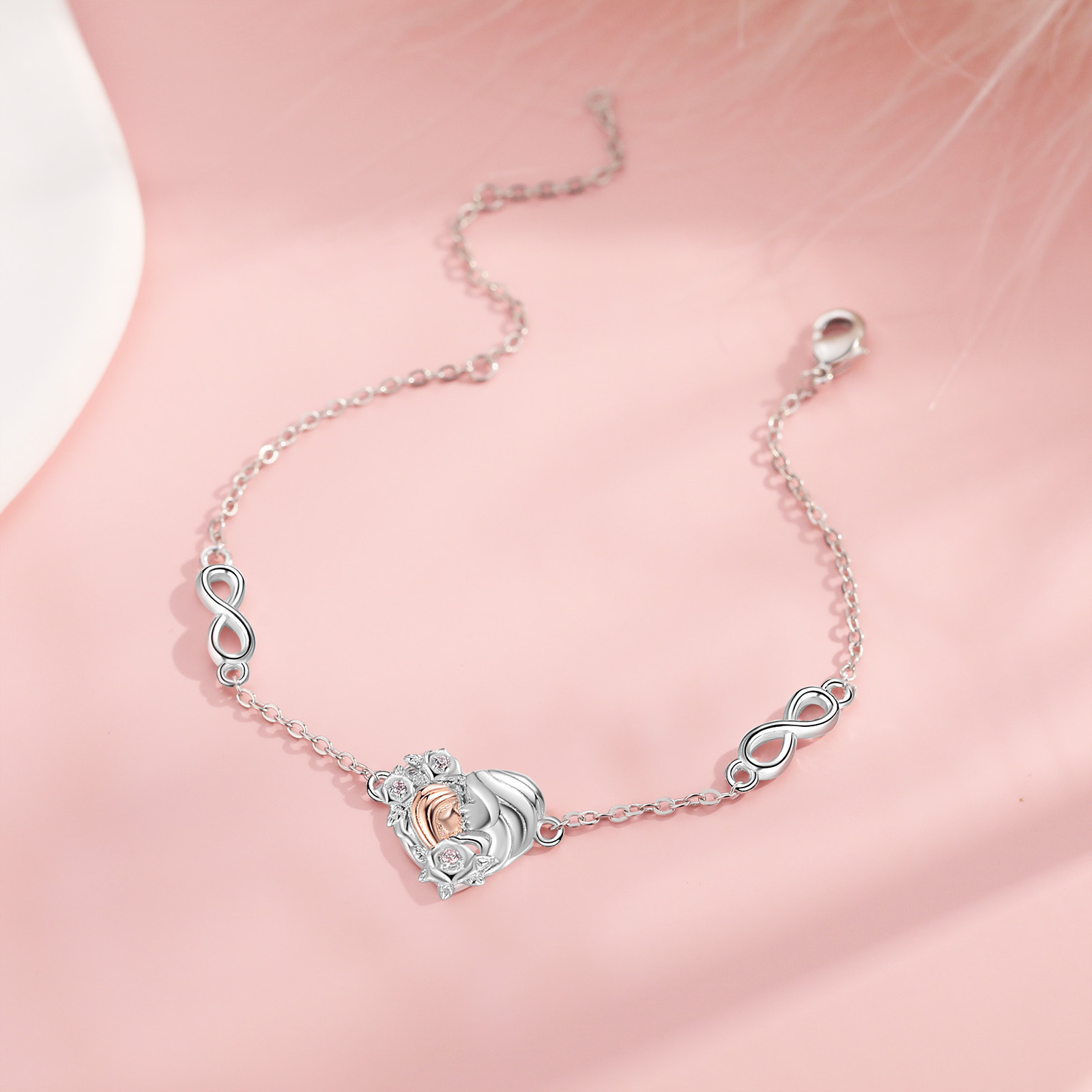 Herz Infinity Armband mit Zirkonia -Tochter ♡ Mutter Geschenk