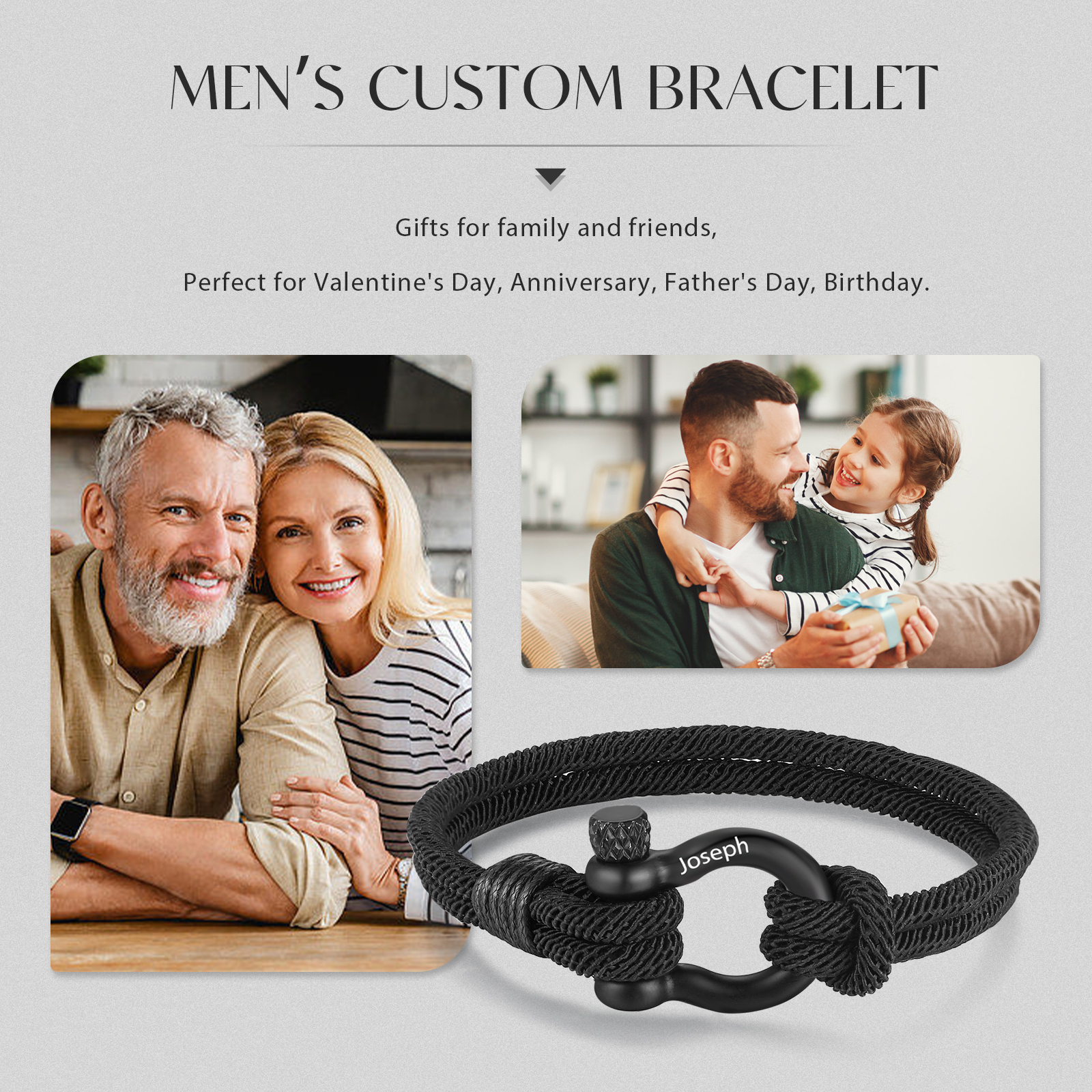 Personalisierbares 1 Name Handseil Armband-An meinen Sohn Glaube an dich selbst-Geschenk mit Nachrichtenkarte Kettenmachen