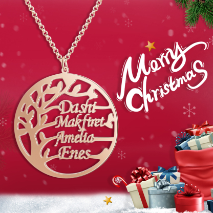 925 Sterling Silber Personalisierte 4 Namen Familienstammbaum Halskette