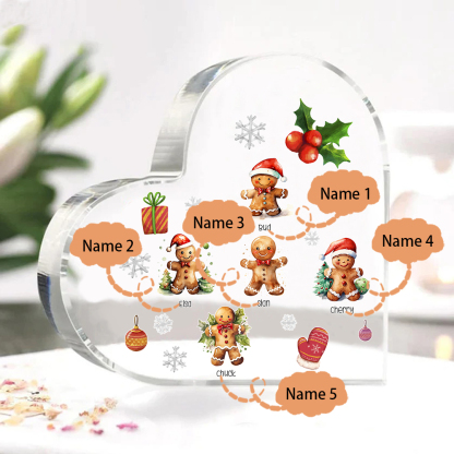 Personalisierte 5 Namen Lebkuchenmann Familie Weihnachten Acryl-Deko-Schreibtischdekoration