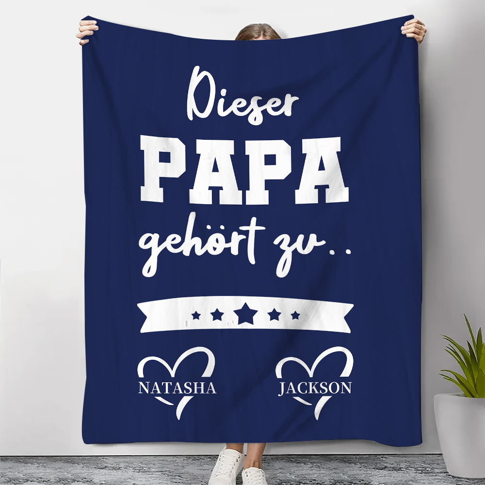 Decke-Personalisierbare 2 Namen Decke - Dieser Papa gehört zu - Geschenk für Vater