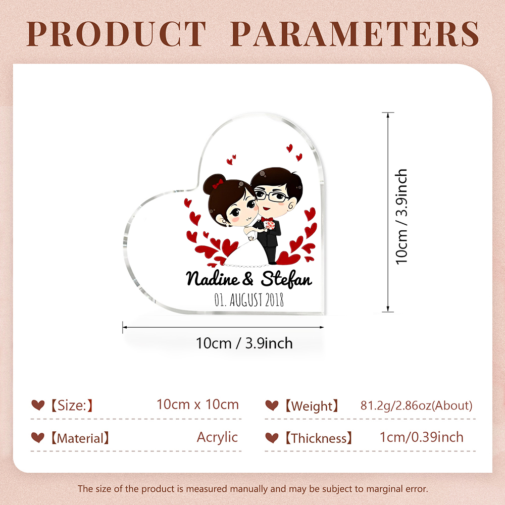 Personalisierte 2 Texte Acryl-Deko Schreibtischdekoration Hochzeitstag Geschenk für Paar