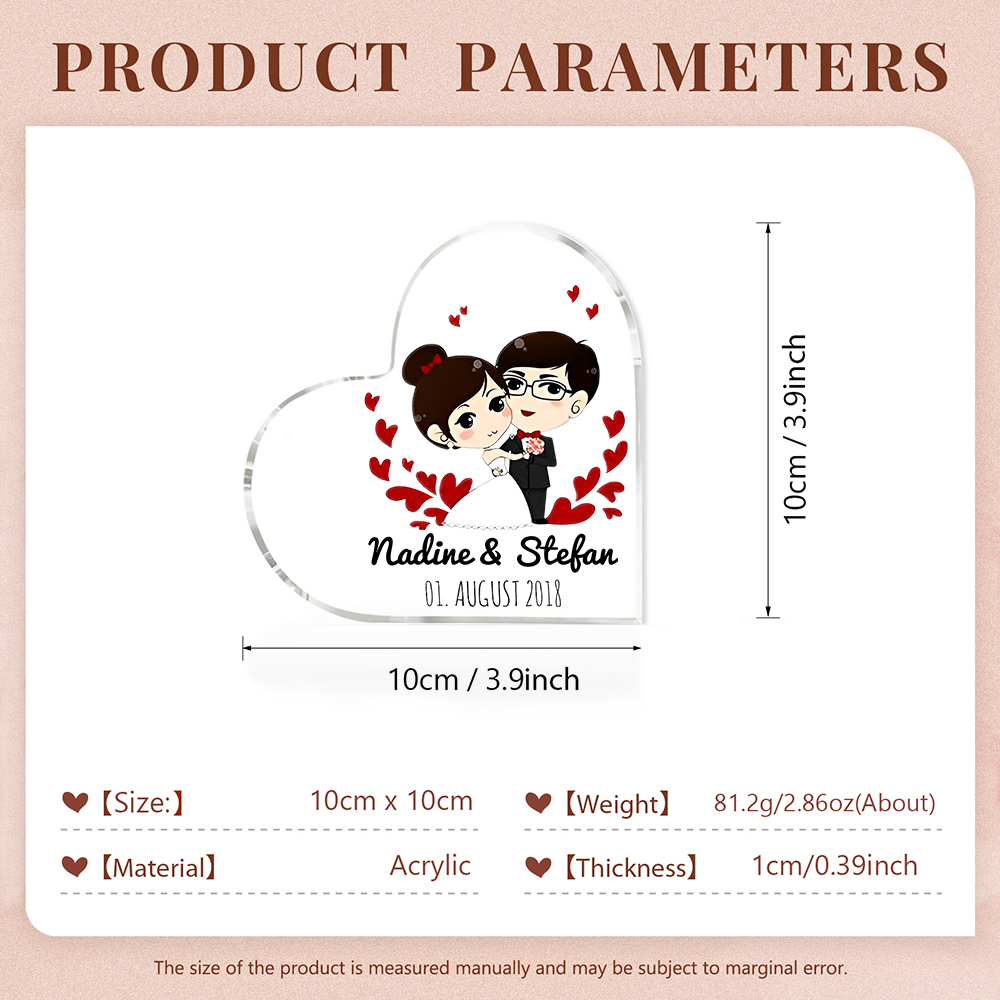 Personalisierte 2 Texte Acryl-Deko Schreibtischdekoration Hochzeitstag Geschenk für Paar