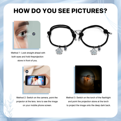 Personalisiertes Foto Projektion Magnet Fluoreszenz Hundepfote Paar Armbänder