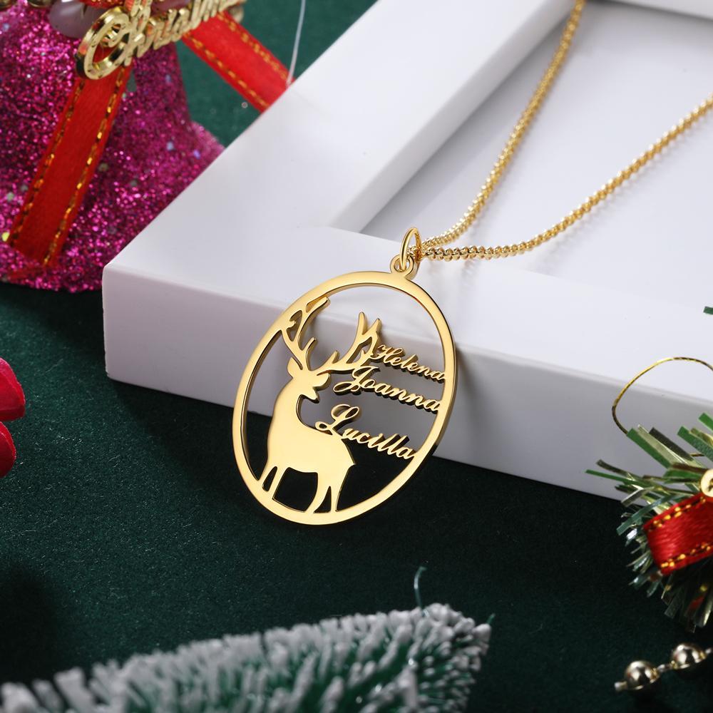 Elch Halskette mit 3 Namensgravuren