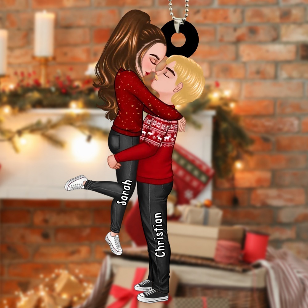 Acryl Weihnachtsornament-Personalisiertes 2 Namen Umarmung Ornament für Paar