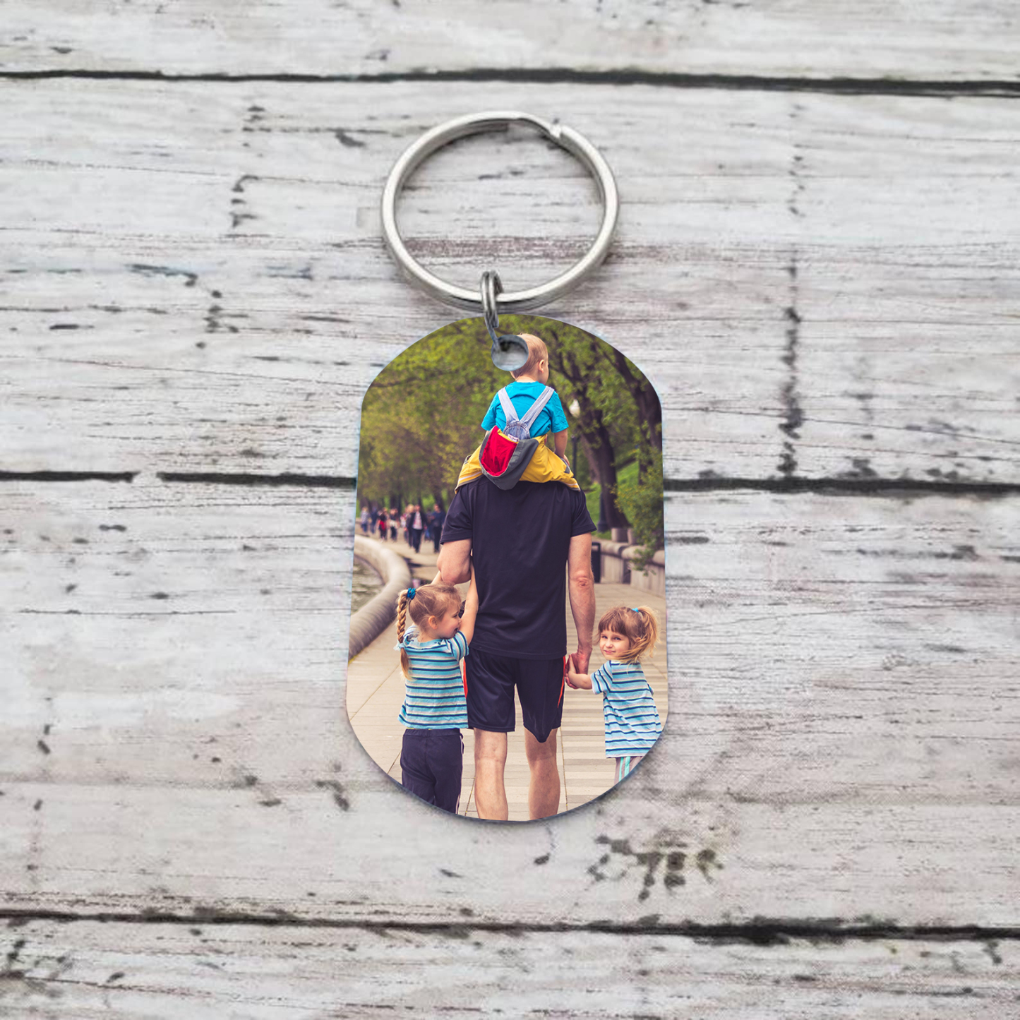 Personalisierbares Foto & 3 Namen Papa Faust Schlüsselanhänger-Geschenk für Vater