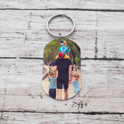 Personalisierbares Foto & 3 Namen Papa Faust Schlüsselanhänger-Geschenk für Vater