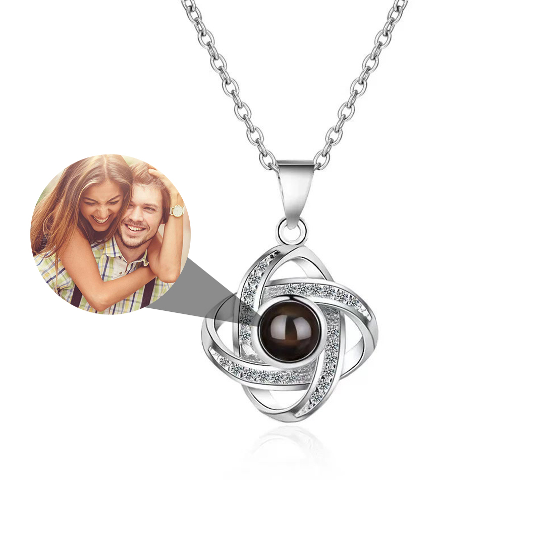 Kettenmachen Personalisierte Foto Glücksvierblatt Projektion Halskette mit Zirkonia 25.69