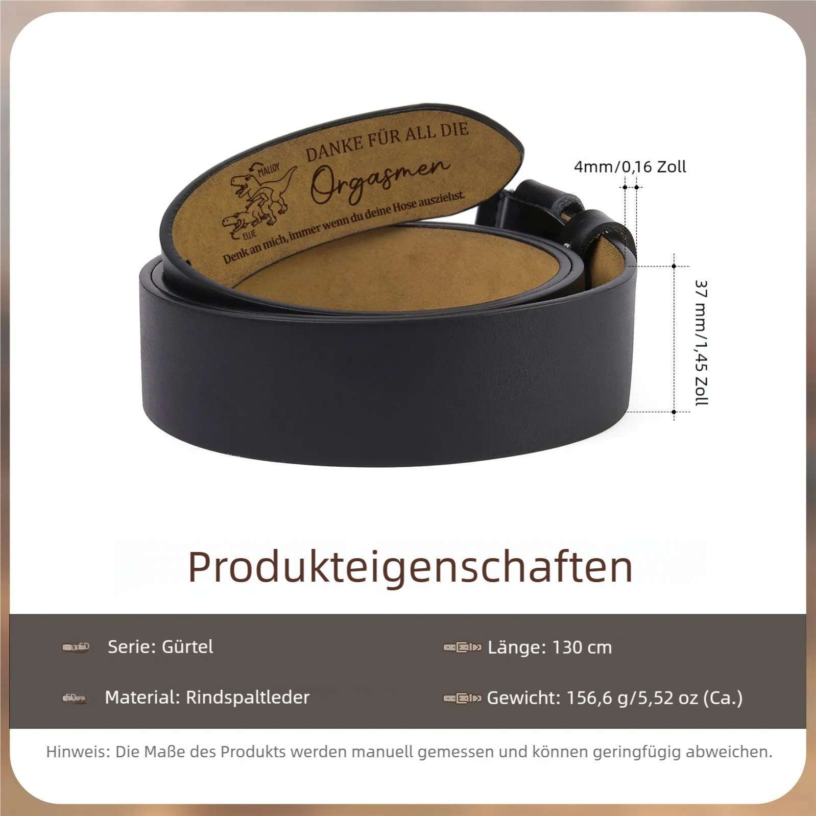 Personalisierte 2 Namen Herren Ledergürtel - Denk an mich - Perfektes Geschenk für Ihr Ehemann oder Freund