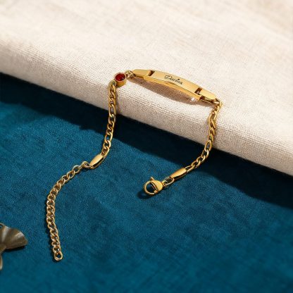 Personalisierter Name & Geburtsstein Babyarmband zur Geburt