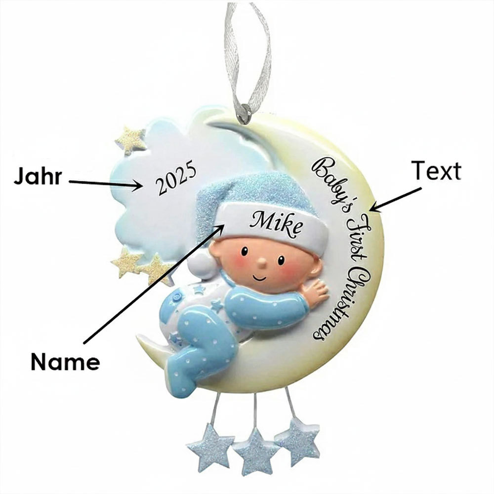 Holz Weihnachtsornament-Personalisierter Name & Text & Jahr Ball Baby Ornament