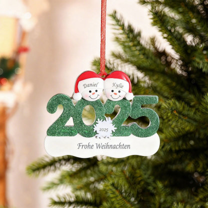 2025 Schneemann Schneeflocke Weihnachtsanhänger personalisierte — "Frohe Weihnachten"