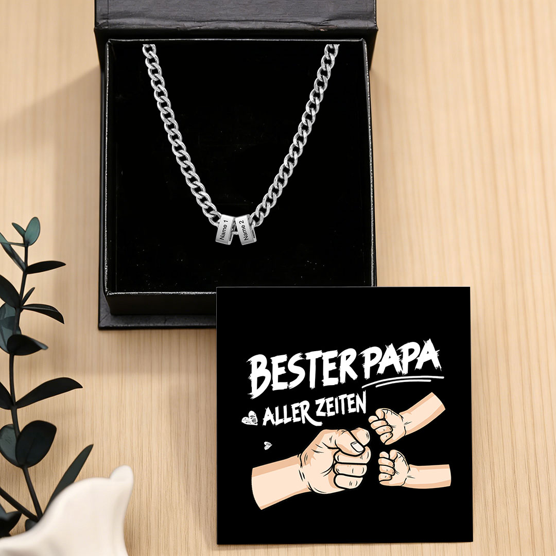 Personalisierte Cuban-Link-Halskette für Herren mit 1–6 Namen