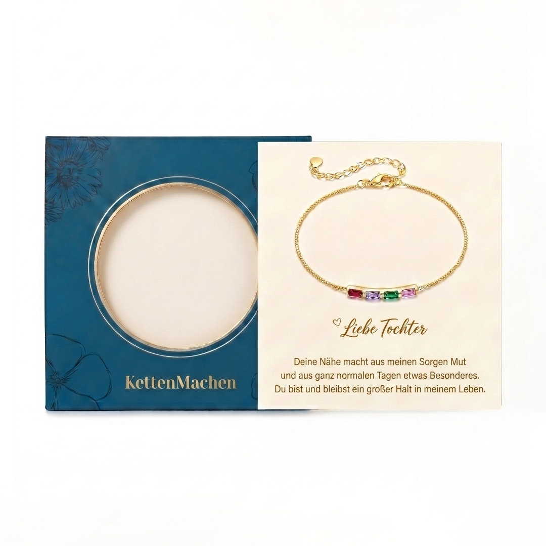 Personalisiertes Silberarmband aus 925 Sterling Silber mit 2 bis 6 Geburtssteinen Geschenk für Mama oder sie