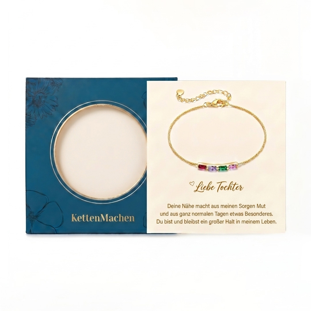 Personalisiertes Silberarmband aus 925 Sterling Silber mit 2 bis 6 Geburtssteinen Geschenk für Mama oder sie