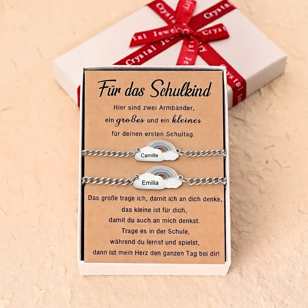 Personalisiertes Regenbogen-Namensarmband , verstellbar – Mama & Tochter Schmuck-Set, individuell graviert, ideales Geburtstags-, Muttertags- und Weihnachtsgeschenk für Frauen, Kinder | Kettenmachen