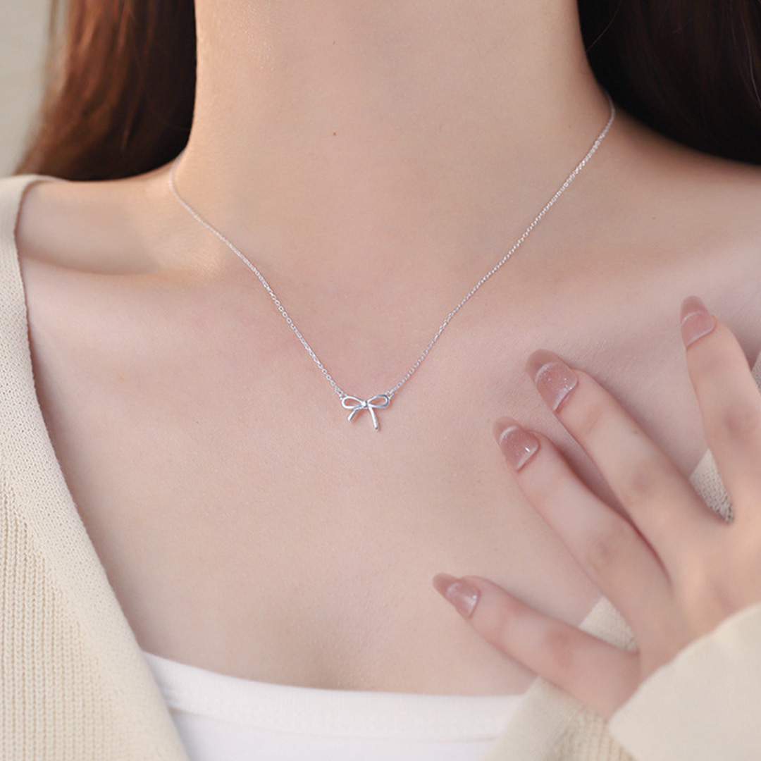 925 Sterling Silber Schleifen Halskette mit Nachrichtenkarte & Box – Du bist die Person, die mich aufmuntern, wenn es mir mal nicht so gut geht – Ein Pefektes Geschenk für Freundin/Frau