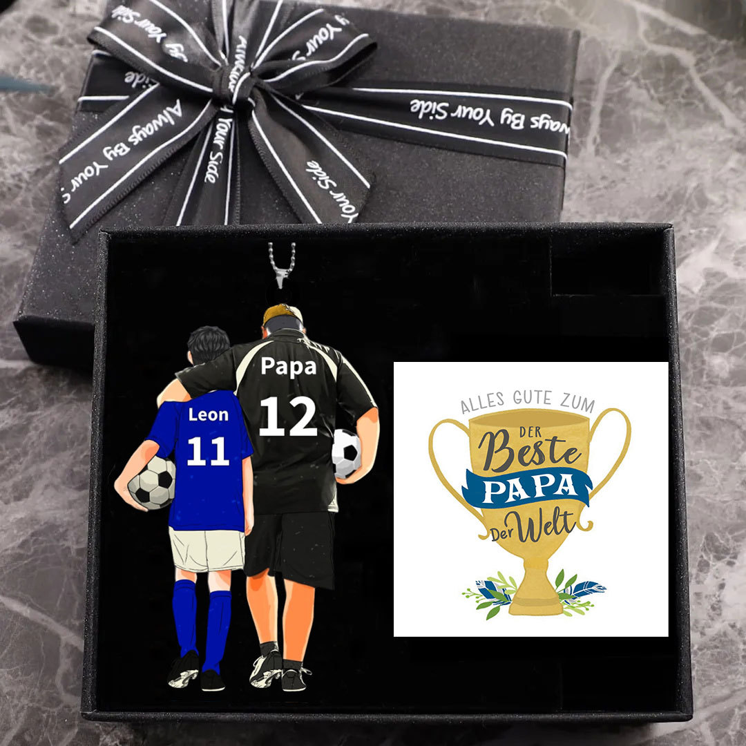 Personalisierter Acryl-Anhänger mit Fußball-Motiv für Papa & Kind