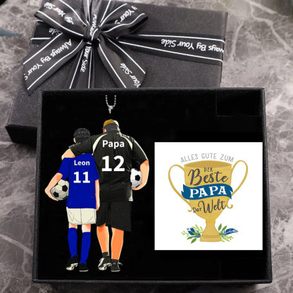 Personalisierter Acryl-Anhänger mit Fußball-Motiv für Papa & Kind