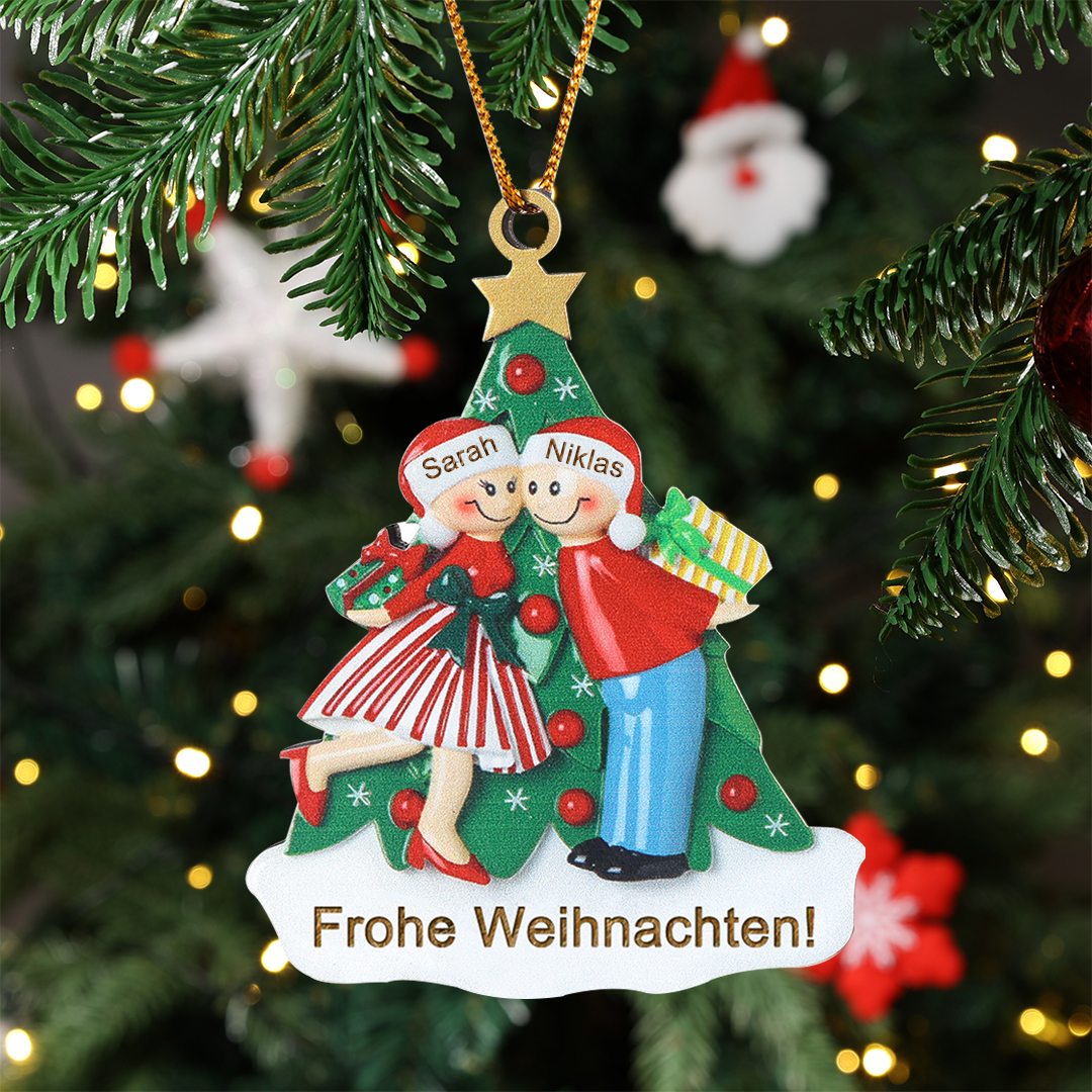 Personalisierte 2-5 Namen & Text Weihnachtsornament Weihnachtsbaum Hol