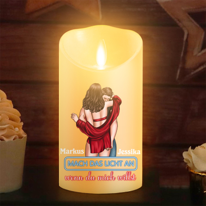 Personalisierte 2 Namen LED-Kerze -Mach das Licht an, wenn du mich willst-  Romantisches Geschenk für Paar