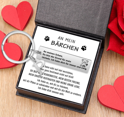Personalisierter Buchstabe & Text Metall-Schlüsselanhänger –An mein Bärchen, Ich kann echt auf viel verzichten, aber ganz bestimmt nicht auf dich – Geschenk mit Nachrichtenkarte für Paar