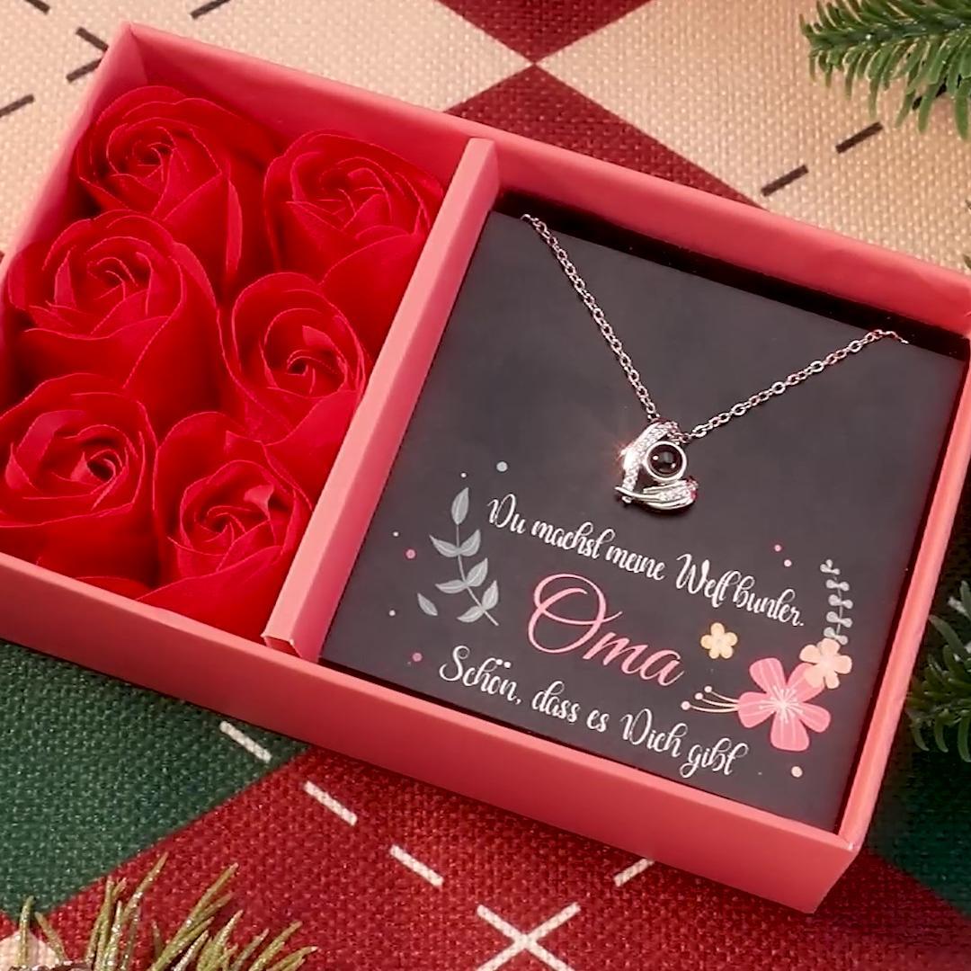 Personalisierte Foto Herz Flüge Projektion Halskette