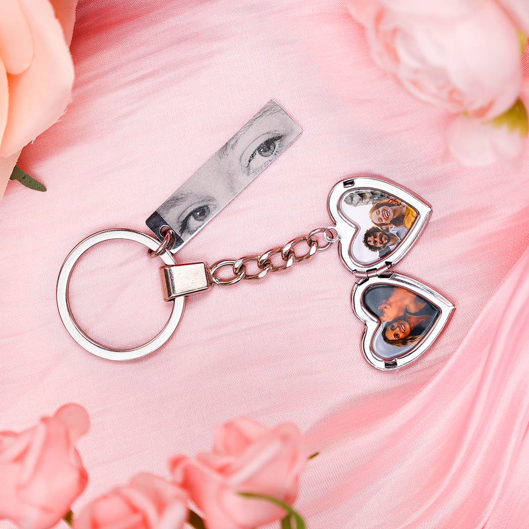Personalisierbare 3 Fotos Herz Metall-Schlüsselanhänger