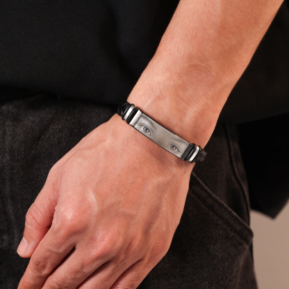 Herren Personalisiertes Foto Leder Edelstahl Armband – Ein einzigartiges Geschenk