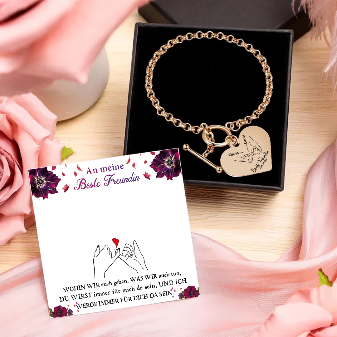 Personalisierte 2 Namen Edelstahl Armband für meine beste Freundin Du wirst immer für mich da sein – Geschenk mit Nachrichtkarte