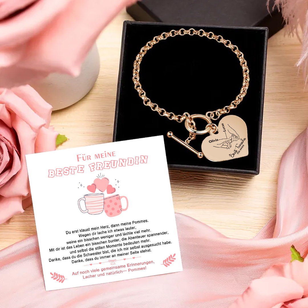 Personalisierte 2 Namen Edelstahl Armband für meine beste Freundin für immer – Geschenk mit Nachrichtkarte
