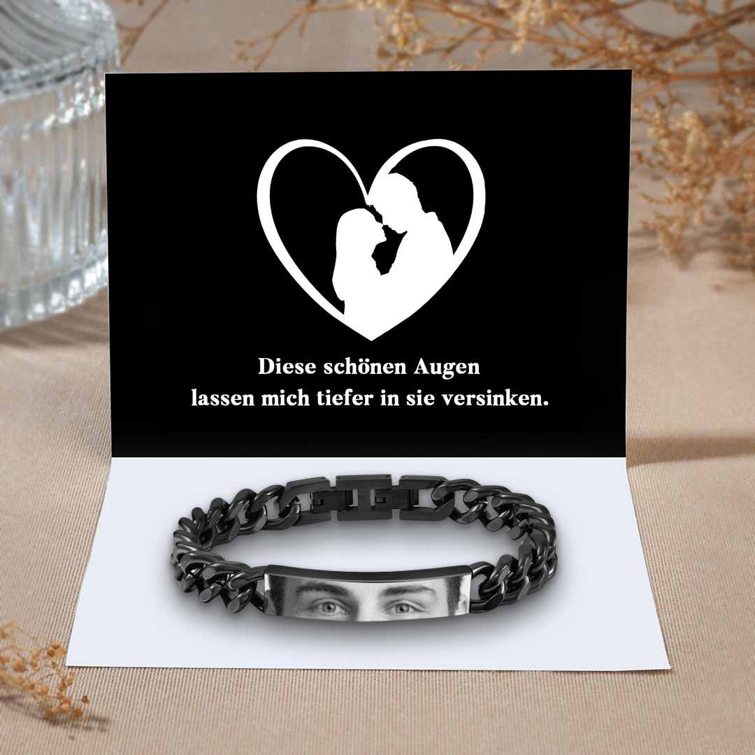 Herren Personalisiertes 1 Foto Edelstahl Augenfoto Armband
