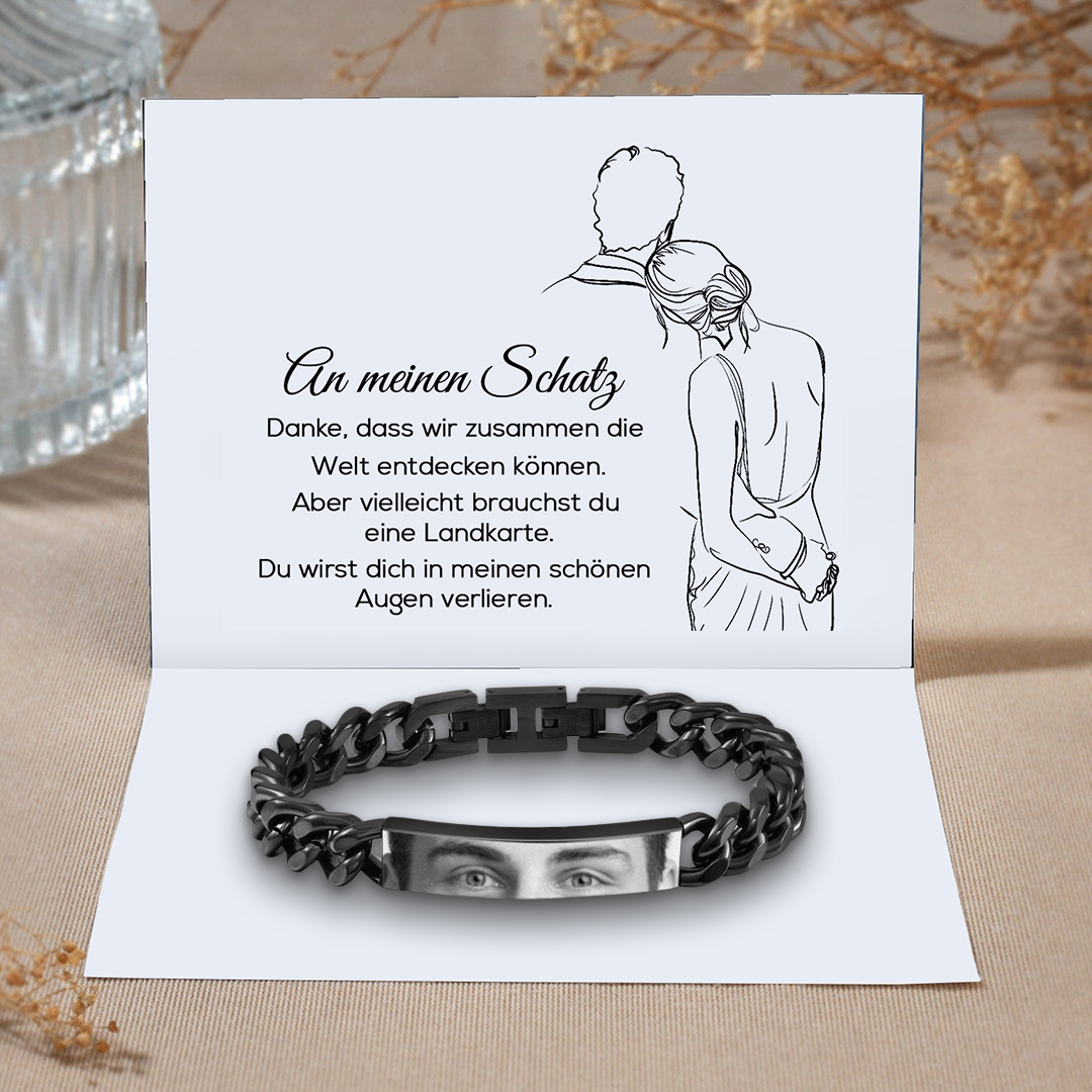 Herren Personalisiertes 1 Foto Edelstahl Augenfoto Armband
