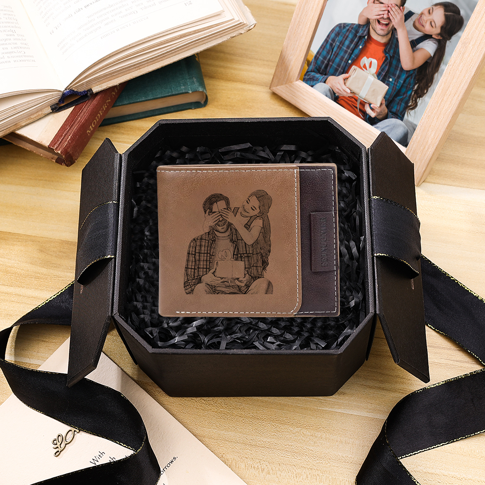 Benutzerdefinierte Foto & Text Geldbörse - Leder Brieftasche für Männer