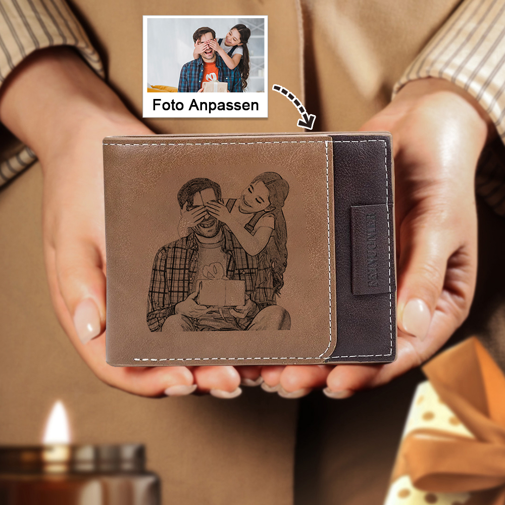 Benutzerdefinierte Foto & Text Geldbörse - Leder Brieftasche für Männer