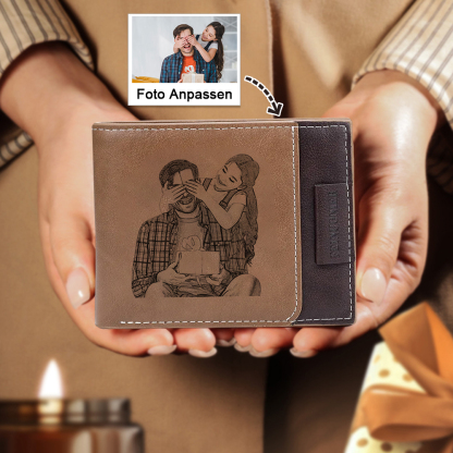Benutzerdefinierte Foto & Text Geldbörse - Leder Brieftasche für Männer