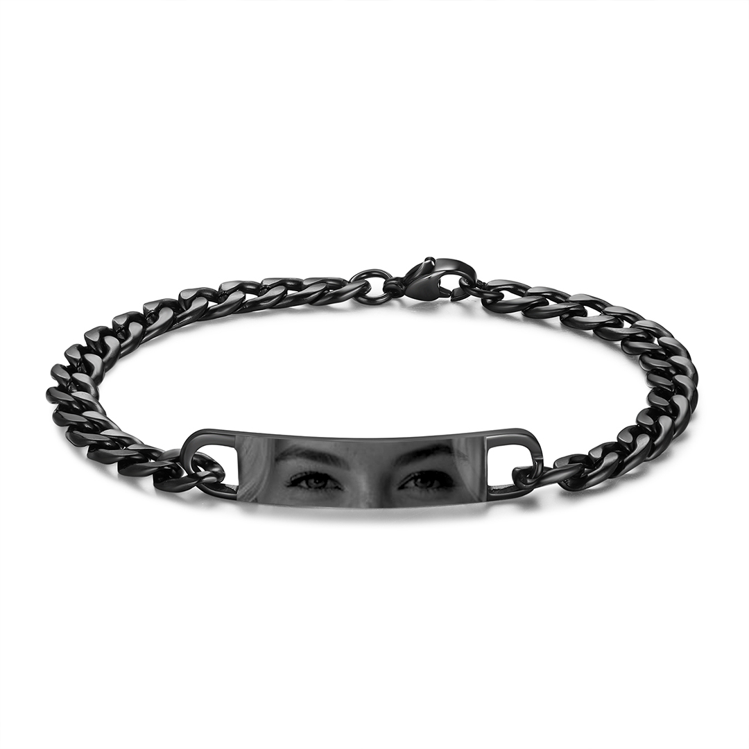 Herren Personalisiertes Foto Armband-An meinen Schatz Du wirst dich in meinen schönen Augen verlieren-Geschenk mit Nachrichtenkarte