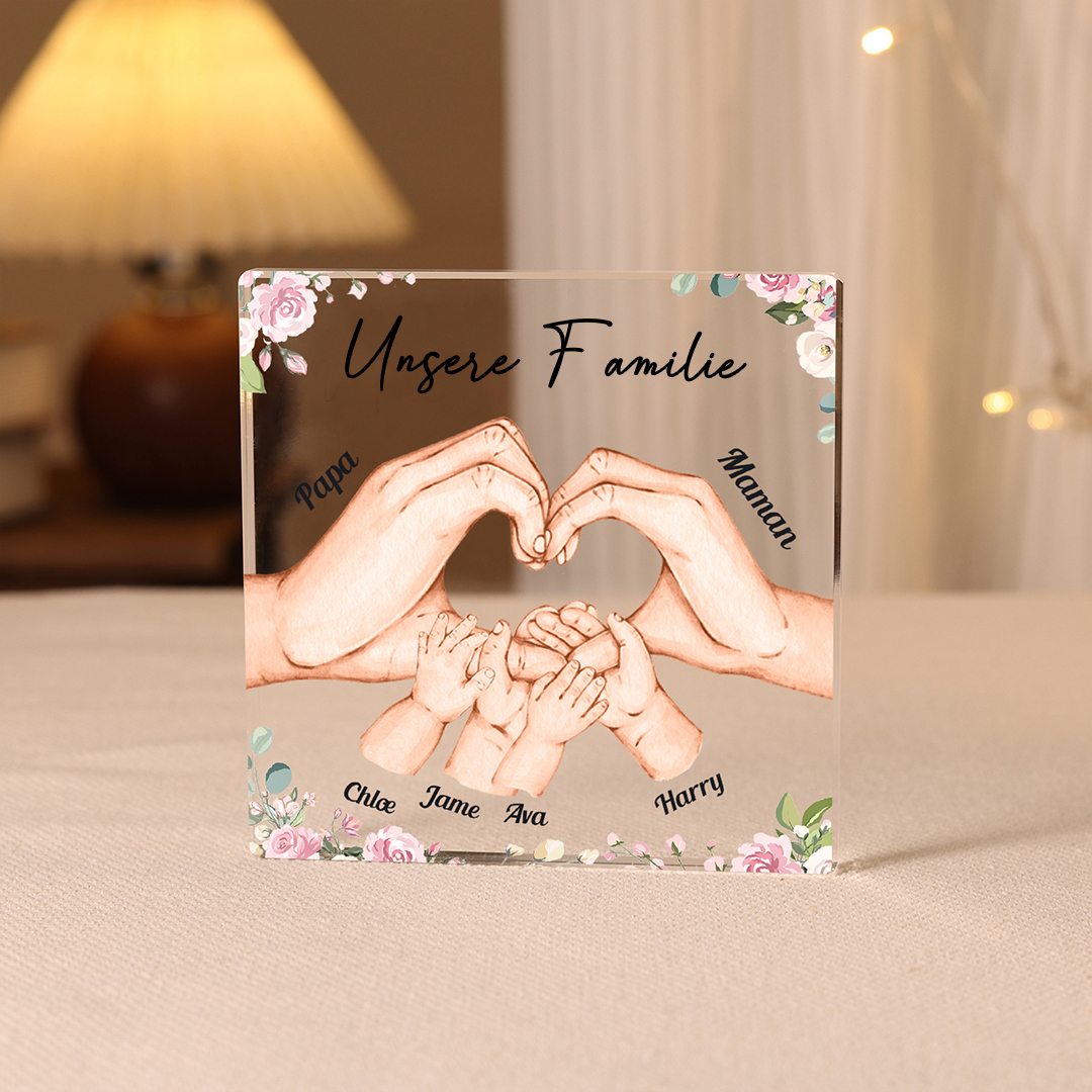Personalisierte 6 Namen Quadrat Acryl-Deko – Perfektes Familiengeschenk und Andenken