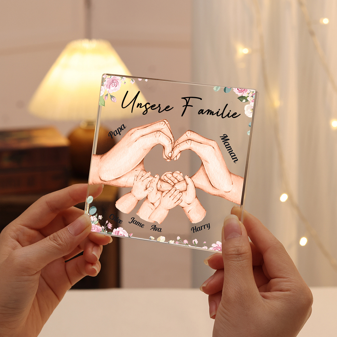 Personalisierte 6 Namen Quadrat Acryl-Deko – Perfektes Familiengeschenk und Andenken