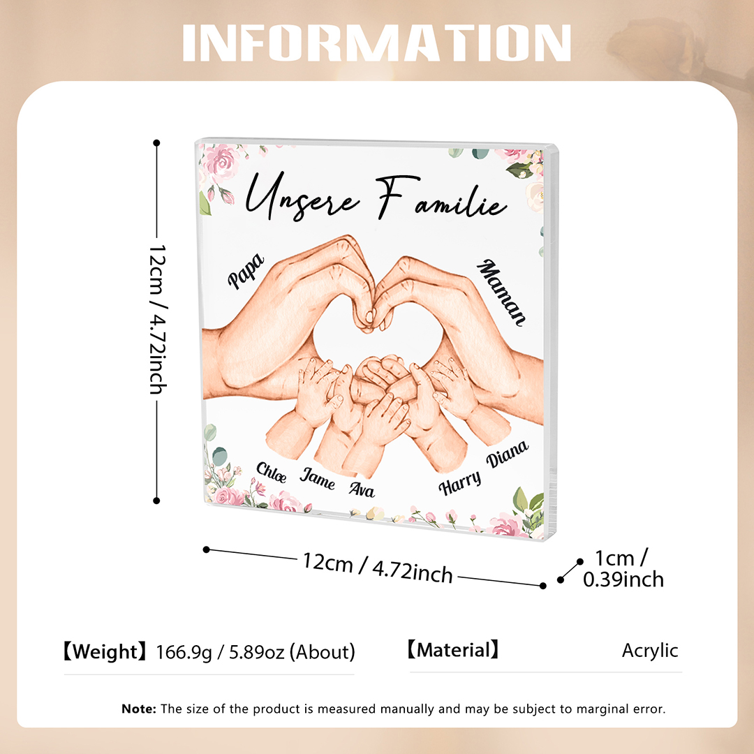 Personalisierte 7 Namen Quadrat Acryl-Deko – Perfektes Familiengeschenk und Andenken