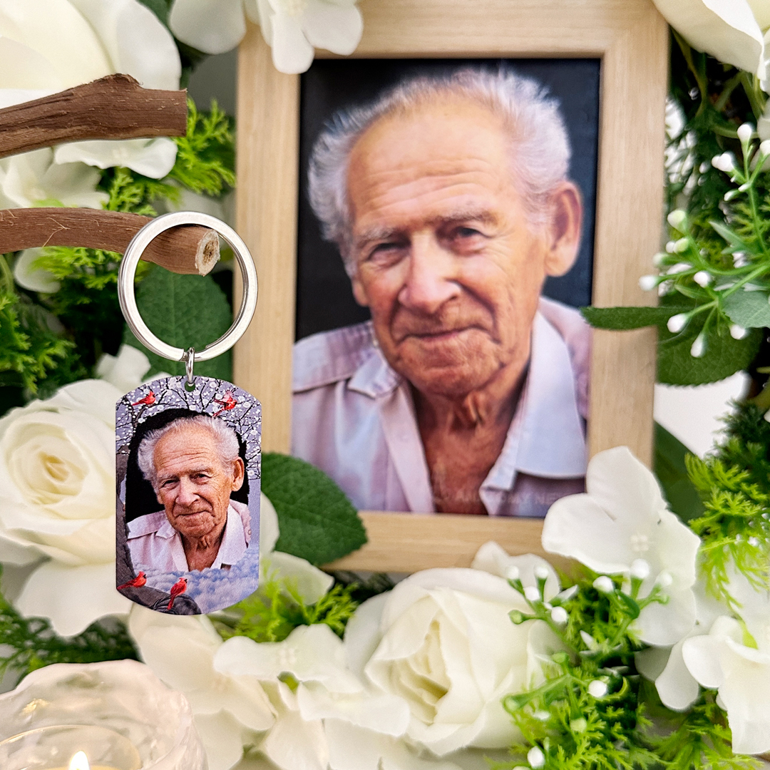 Personalisierbares Foto Trauer Schlüsselanhänger-Ich werde dich in meinem Herzen targen, bis wir uns widersehen-Andenken Schlüsselanhänger