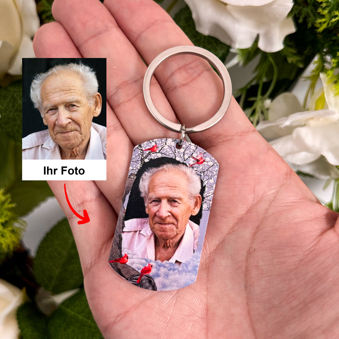 Personalisierbares Foto Trauer Schlüsselanhänger-Ich werde dich in meinem Herzen targen, bis wir uns widersehen-Andenken Schlüsselanhänger