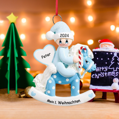 Holz Weihnachtsornament-Personalisierter Name & Text & Jahr Ball Baby Pony Ornament
