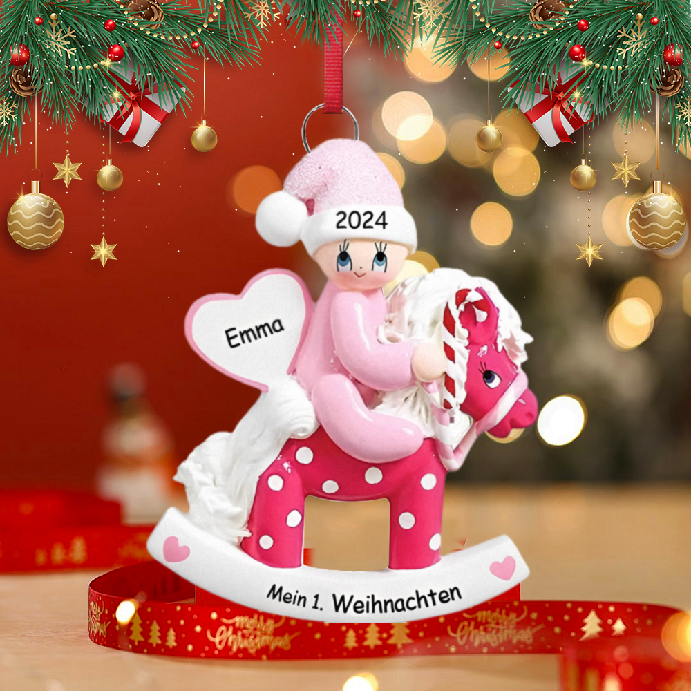 Kettenmachen Holz Weihnachtsornament-Personalisierter Name & Text & Jahr Ball Baby Pony Ornament 14.99