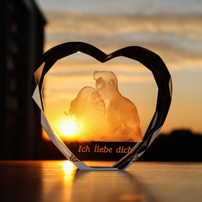 Personalisiertes Doppelporträt & Text 3D-Foto-Acrylkristall Herzform – Perfektes Geschenk für Freunde & Partner