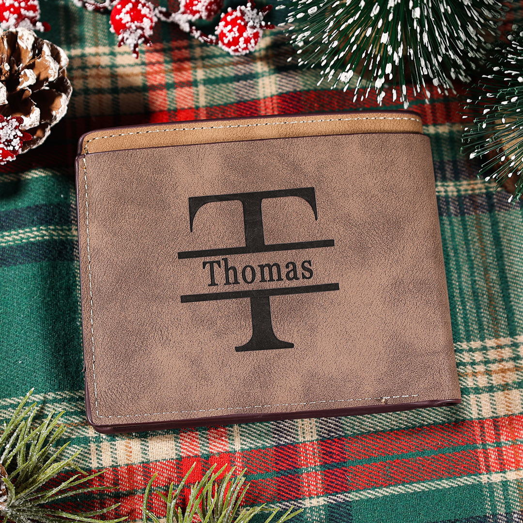Herren Personalisierter Name & Buchstabe & Foto Lede Geldbörse Weihnachtsgeschenk