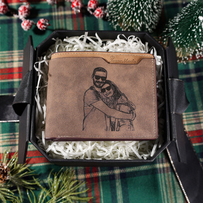 Herren Personalisierter Name & Buchstabe & Foto Lede Geldbörse Weihnachtsgeschenk
