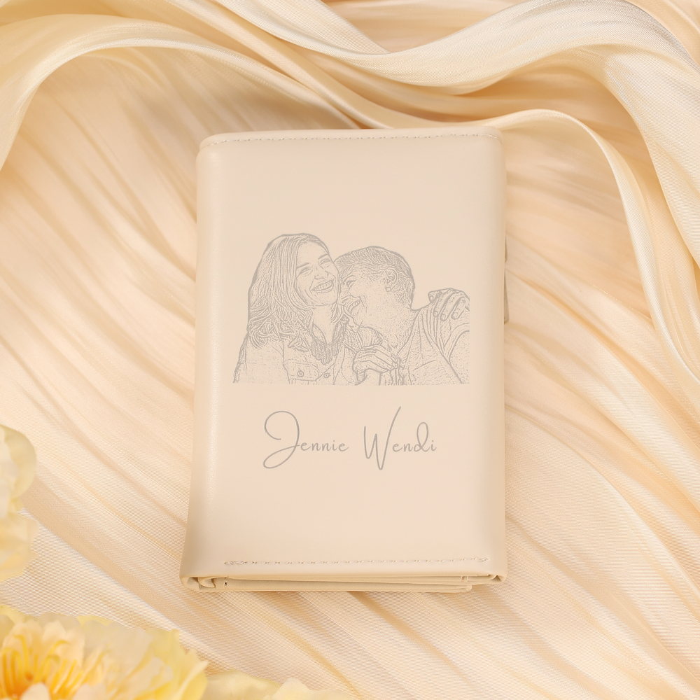 Damen Personalisierter Text & Foto PU Leder Geldbörse Mehrere Mezzanine Portemonnaie mit Reißverschluss